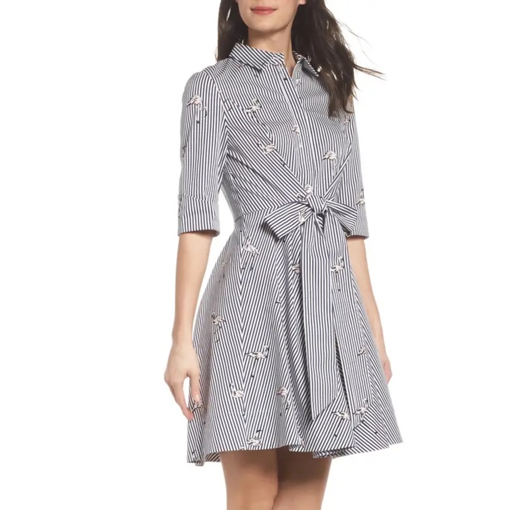 Felicity & Coco Tie Front Flamingo Shirtdress